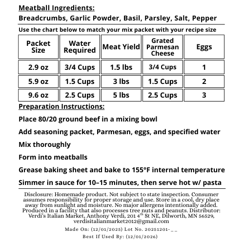Verdi's Italian Meatball Mix
