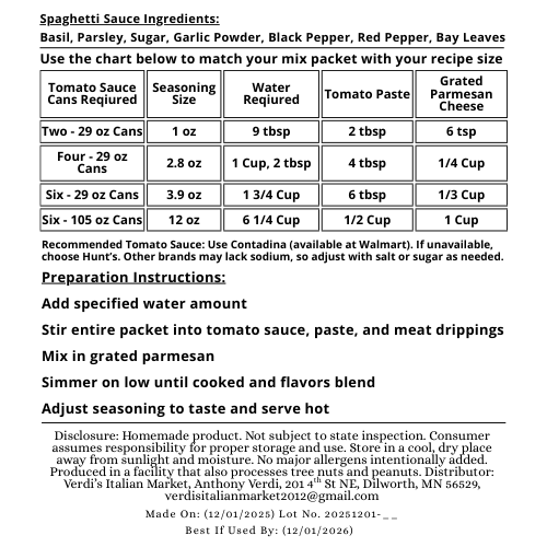 Sybil's Italian Spaghetti Sauce Seasoning