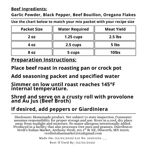 Verdi's Italian Beef Mix